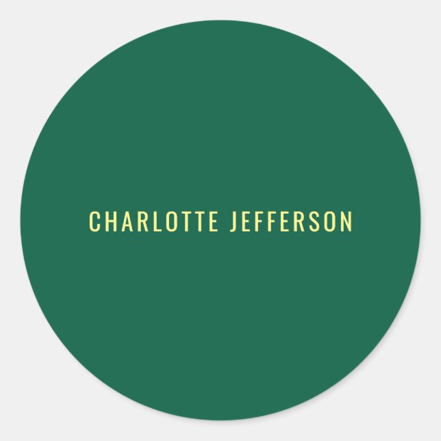 Pegatina Redonda Minimalist Classical Professional Green Yellow (Anverso)