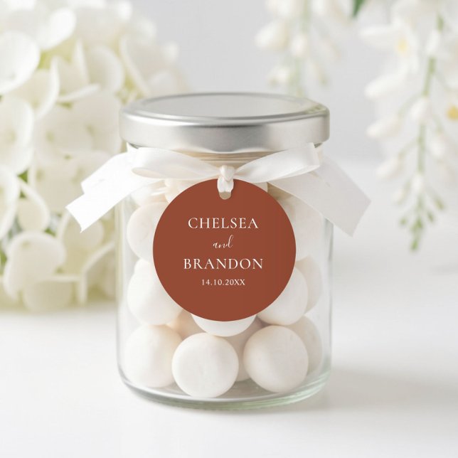 Pegatina Redonda Minimalist Elegant Boho Burnt Orange Wedding (Subido por el creador)