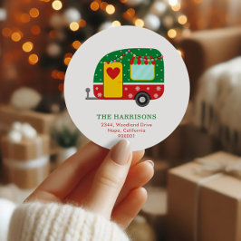 Pegatina Redonda Minimalist Festive Caravan Return Address Label