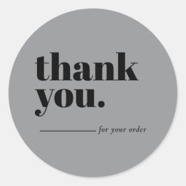 Pegatina Redonda Minimalist Gray Business Customer Thank You