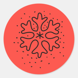 Pegatina Redonda Minimalist handdrawn snowflake