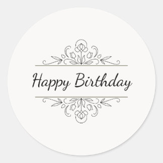 Pegatina Redonda Minimalist Happy Birthday Classic Round Sticker 