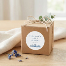 Minimalist Indigo Blue Ink Botanical Baby Shower