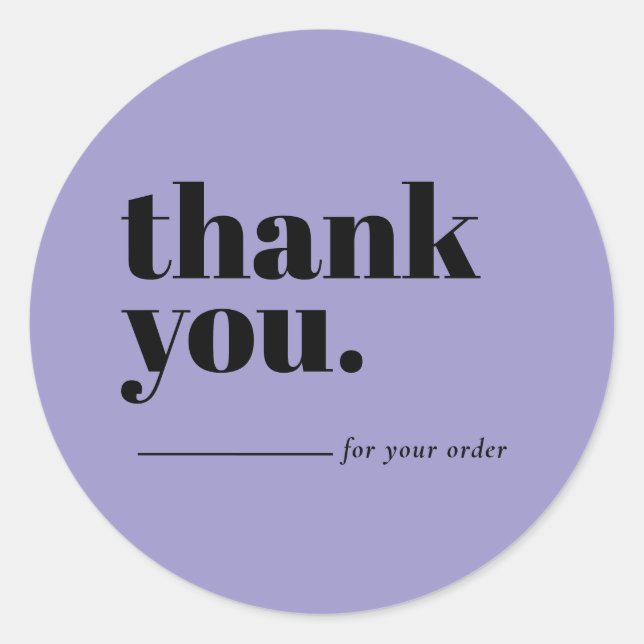 Pegatina Redonda Minimalist Lilac Business Customer Thank You (Anverso)
