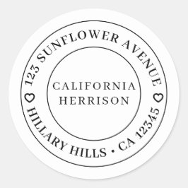 Pegatina Redonda Minimalist Modern Heart Border Design