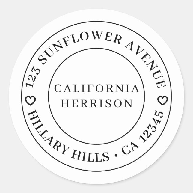 Pegatina Redonda Minimalist Modern Heart Border Design (Anverso)