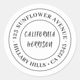 Pegatina Redonda Minimalist Modern Script Border Design