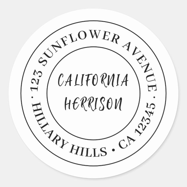 Pegatina Redonda Minimalist Modern Script Border Design (Anverso)