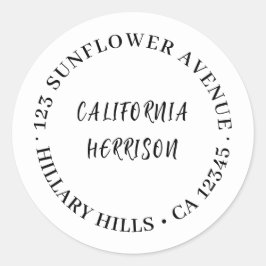 Pegatina Redonda Minimalist Modern Script Border Design