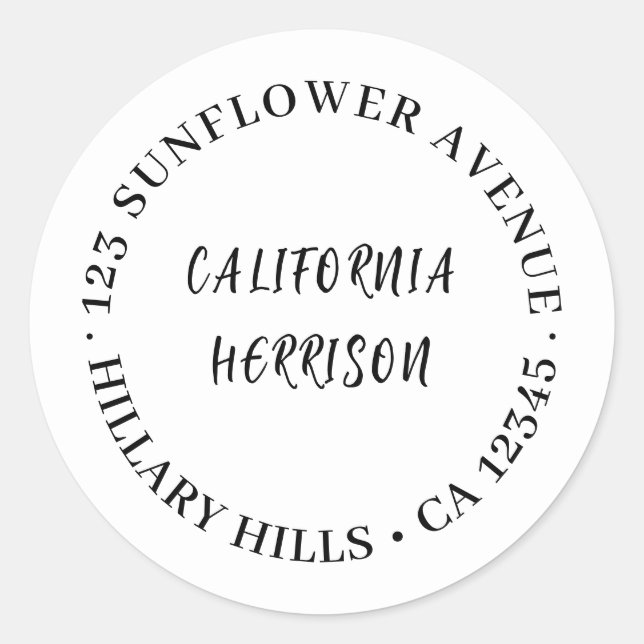 Pegatina Redonda Minimalist Modern Script Border Design (Anverso)