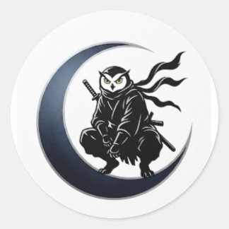 Pegatina Redonda Minimalist Ninja Owl Round Sticker