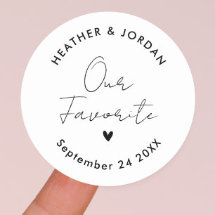 Pegatina Redonda Minimalist Our Favorite Wedding Party Favor