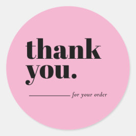 Pegatina Redonda Minimalist Pink Business Customer Thank You