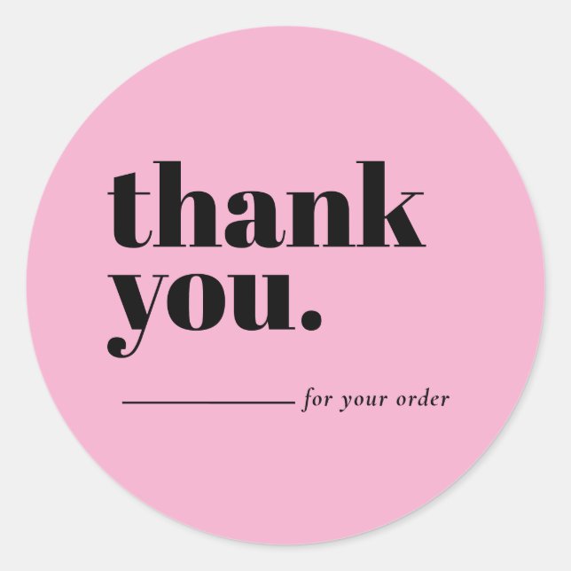 Pegatina Redonda Minimalist Pink Business Customer Thank You (Anverso)