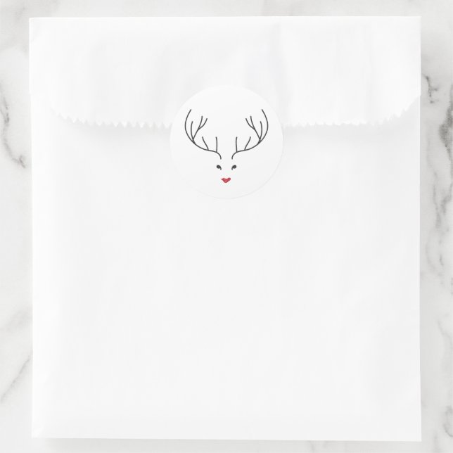 Pegatina Redonda minimalist reindeer face (Bolso)