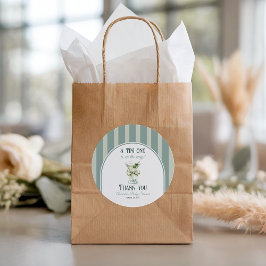 Pegatina Redonda Minimalist Retro Bow Tini One Martini Baby Shower