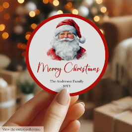 Pegatina Redonda Minimalist Santa Claus Holiday Gift Label Sticker