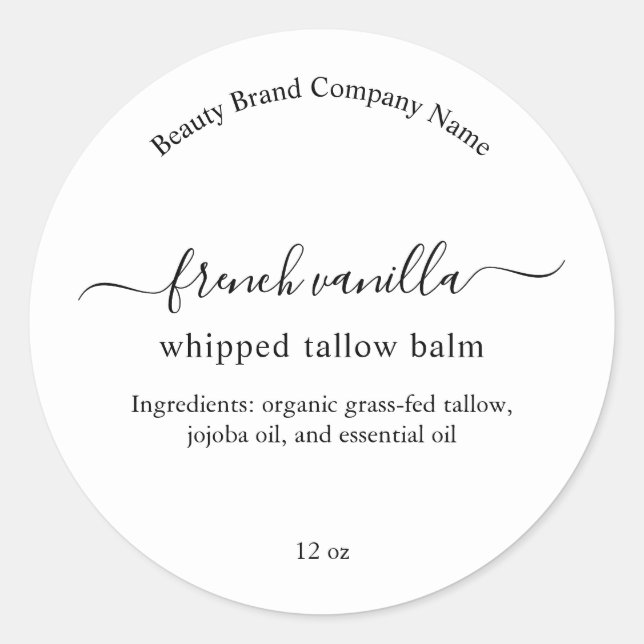 Pegatina Redonda Minimalist Simple Cosmetic Body Product Label (Anverso)