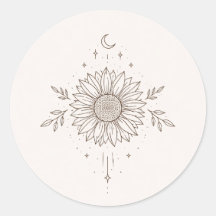 Minimalist Sunflower & Moon Design