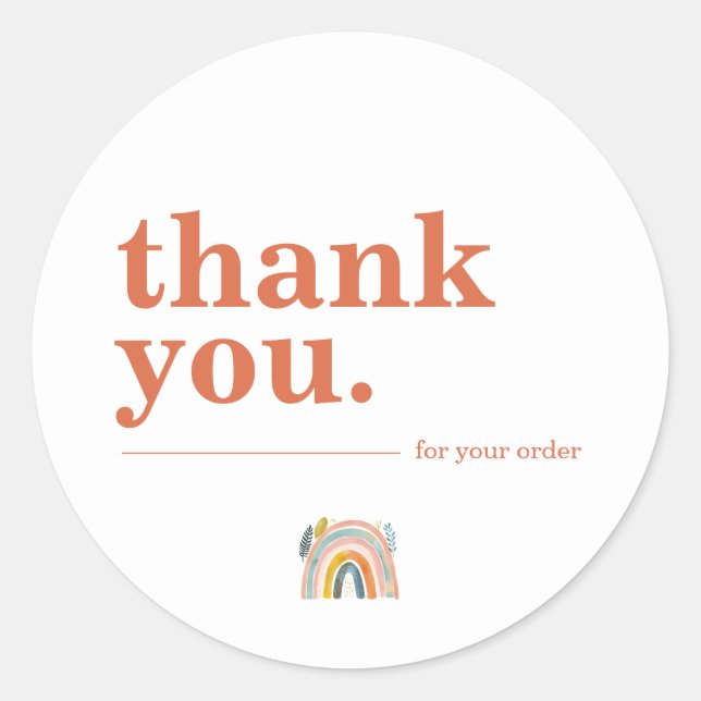 Pegatina Redonda Minimalist Terracota Business Customer Thank You (Anverso)
