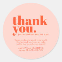 Minimalist Thank You elegant Orange Pink