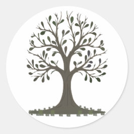 Pegatina Redonda 🌳 Minimalist Tree of Life Sticker - Modern Nature