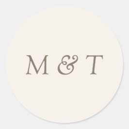 Pegatina Redonda Minimalist Wedding Monogram Envelope Seal Sticker