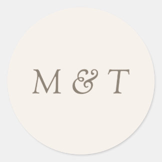 Pegatina Redonda Minimalist Wedding Monogram Envelope Seal Sticker