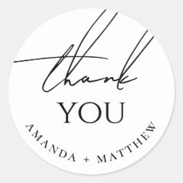 Pegatina Redonda Minimalist Wedding Thank You | Modern Script