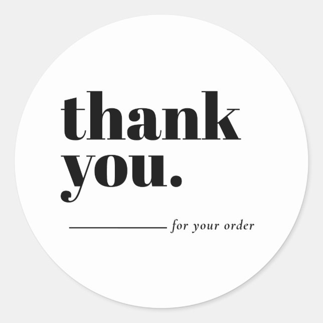 Pegatina Redonda Minimalist White Business Customer Thank You (Anverso)