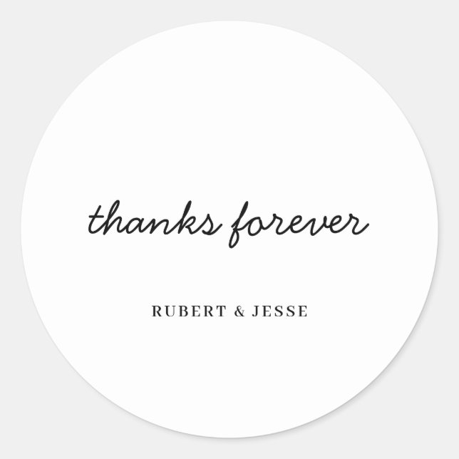 Pegatina Redonda Minimalist White Wedding Thank You Sticker (Anverso)