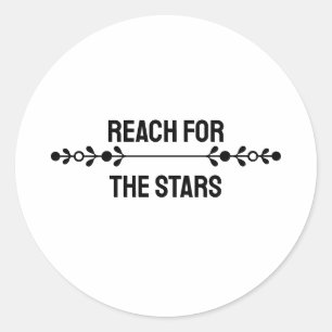 Pegatina Redonda Minimalista "Alcanza las Estrellas"