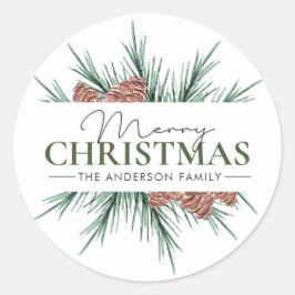 Pegatina Redonda Minimalista blanco y verde