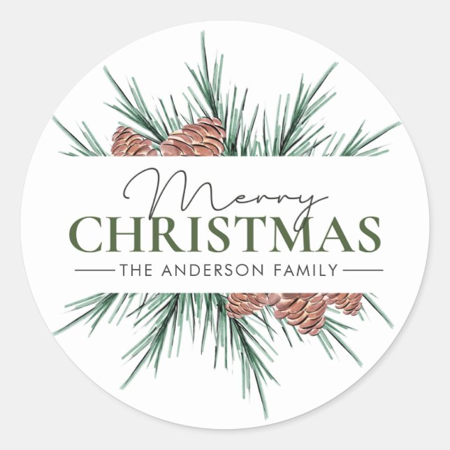 Pegatina Redonda Minimalista blanco y verde (Anverso)