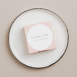 Pegatina Redonda Minimalista Boda blanco simple gracias