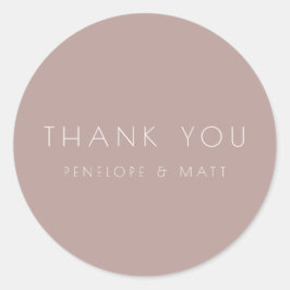 Pegatina Redonda Minimalista Boda moderno Gracias Dusty Mauve