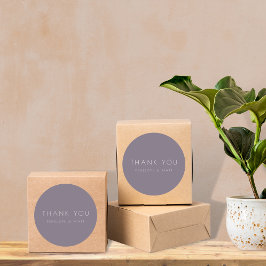 Pegatina Redonda Minimalista Boda moderno Gracias Dusty Purple