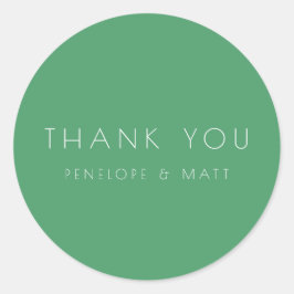 Pegatina Redonda Minimalista Boda moderno Gracias Kelly Green