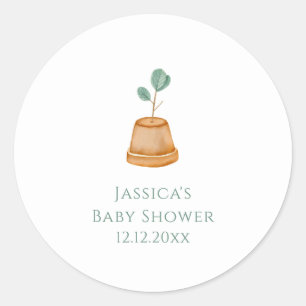 Pegatina Redonda Minimalista Boho Little Sprout Jardín Baby Shower