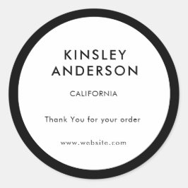 Pegatina Redonda Minimalista Boutique de lujo blanco y negro