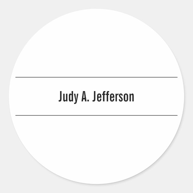 Pegatina Redonda Minimalista clásico simple (Anverso)