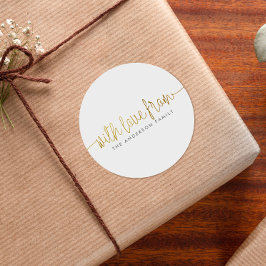 Pegatina Redonda Minimalista con amor de las letras y nombre famili