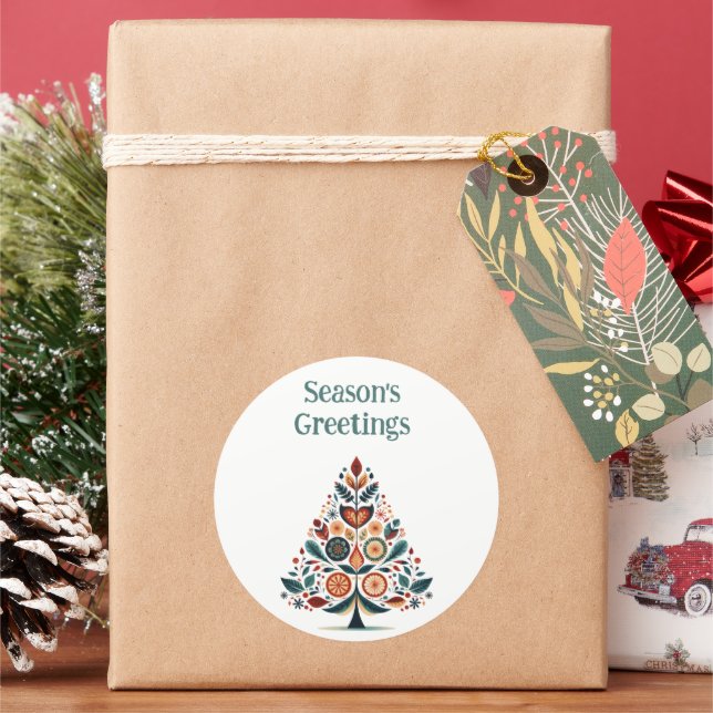 Pegatina Redonda Minimalista escandinavo de hidrógeno personalizabl (Vacaciones)