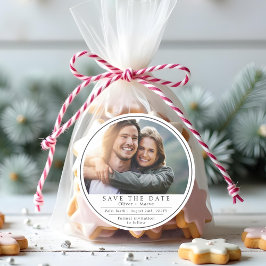 Pegatina Redonda Minimalista Foto Moderna Negro Blanco Save The Dat