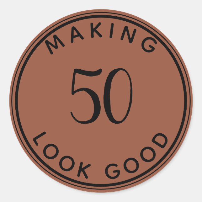 Pegatina Redonda Minimalista moderno 50 cumpleaños (Anverso)