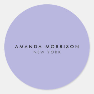 Pegatina Redonda Minimalista Periwinkle con encanto de lujo