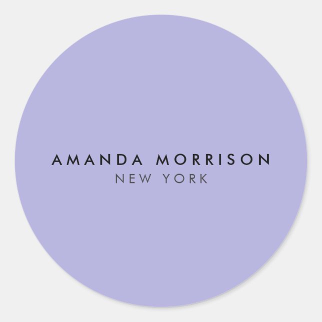 Pegatina Redonda Minimalista Periwinkle con encanto de lujo (Anverso)