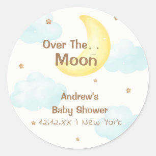 Pegatina Redonda Minimalista por el Baby Shower lunar