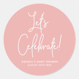 Pegatina Redonda Minimalista Rosa rosado de bienvenida