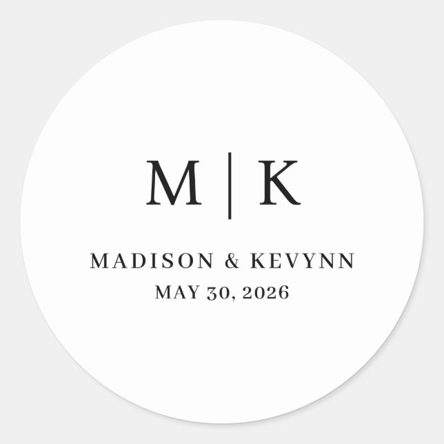 Pegatina Redonda Minimalista y Chic | Boda  (Anverso)